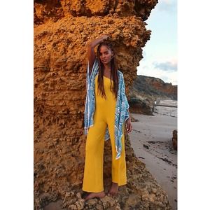 Free People Beach Orange Waverly Sweater One-Piece Jumpsuit Size M